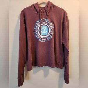 "Life Is Good" Women's M Dark Rose Boxie Graphic Hoodie